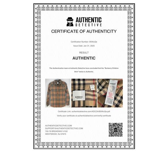 Burberry Archive Check Beige Cotton Button-Up Shirt Boys’ Size 10Y Preowned - Picture 4 of 5